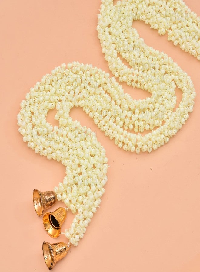 Evisha 3 Pcs Artificial mogra with Bells Door Hanging Toran Bandhanwar for Diwali Decoration, 5.5 Ft Long, Perfect for Home Decor, Festival Decorations, Indian Traditional Doorway Hanging - Image 1